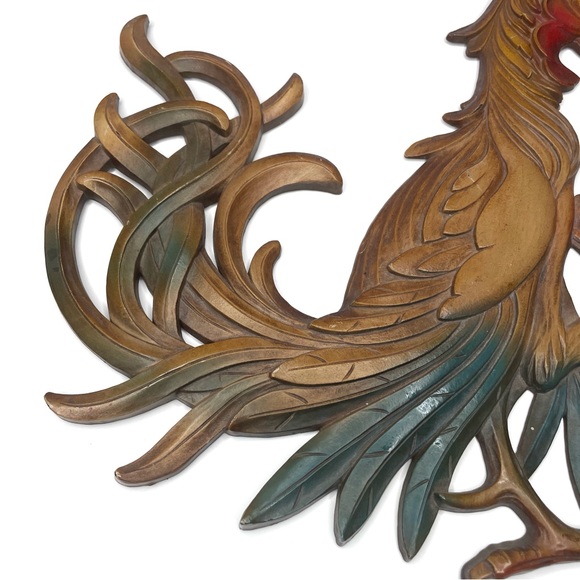 Fighting Rooster Syroco Wall Hanging Plaque - Picture 4 of 8